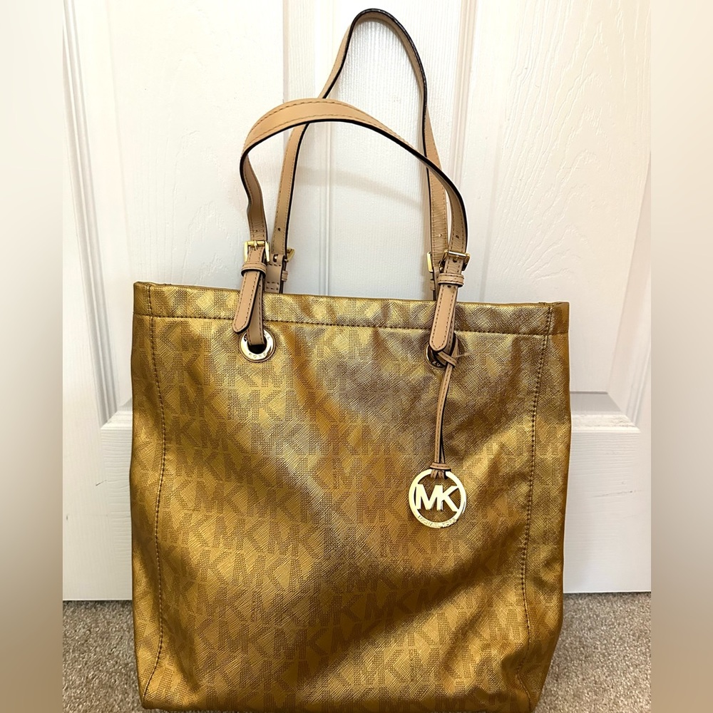 Michael Kors gold tote bag